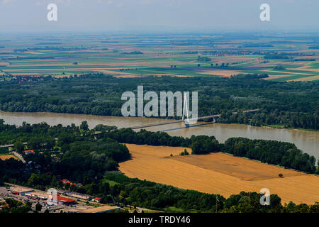 Blick von hundheimer Berg zur Donau, Österreich, Danube-Auen National Park Stockfoto