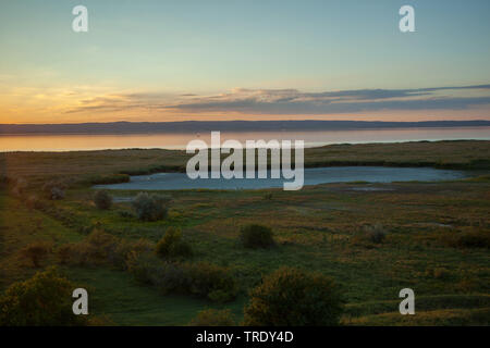 Neusiedler See im Abendlicht, Österreich, Burgenland, Neusiedler See National Park Stockfoto