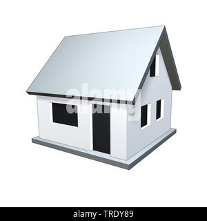 3D Computer Grafik, residental Haus vor weißem Hintergrund Stockfoto