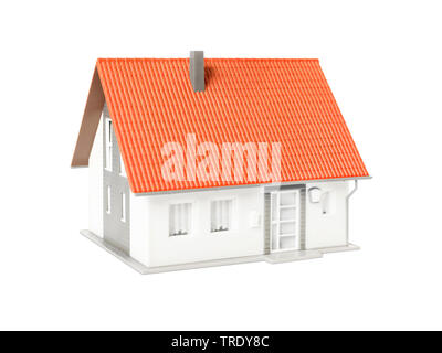 3D Computer Grafik, residental Haus vor weißem Hintergrund Stockfoto