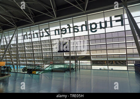 Zürich, Schweiz, 25. Mai 2019 - Blick auf den Flughafen Flughafen Zürich (ZRH). Stockfoto