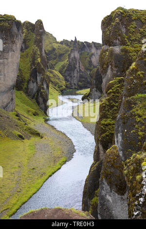 Canyon Fjathrargljufur, Island, Kirkjubaejarklaustur Stockfoto