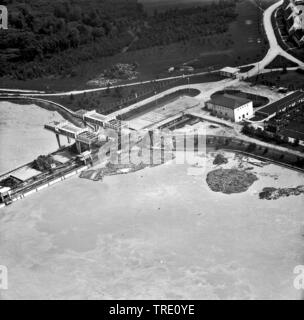 Hochwasser in der Umgebung von Simbach/Inn, historische Luftaufnahme aus dem Jahr 1959, Deutschland, Bayern, Simbach Stockfoto