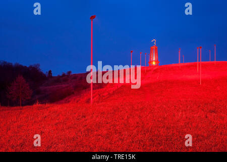 Geleucht, Skulptur von Miners Lamp auf Beute tipp Rheinpreussen, Deutschland, Nordrhein-Westfalen, Moers Stockfoto