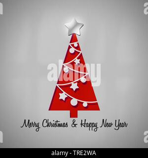 Red christmas tree, frohe Weihnachten und ein glückliches Neues Jahr Stockfoto