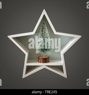 Weihnachtsdekoration White Star mit Tannenbaum innen mit Weihnachtsbaum Stockfoto