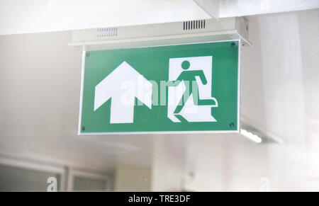 Notausgang Schild not Grün auf Wand corporate office Gebäude Stockfoto