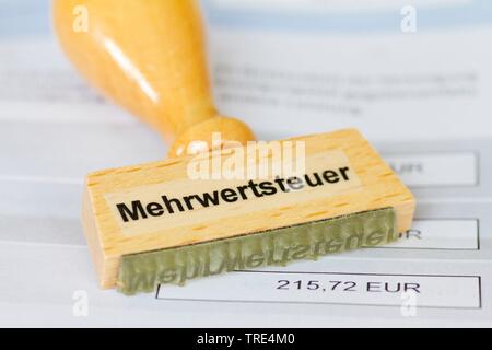 Stempel Schriftzug Mehrwertsteuer, Umsatzsteuer, Deutschland Stockfoto