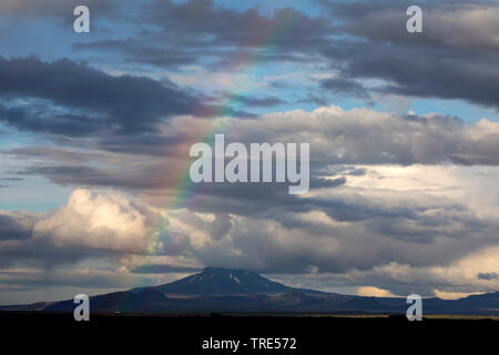 Hecla, Vulkan, Regenbogen, Island, Island Stockfoto