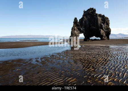 Basalt Felsen an der Ostküste der Halbinsel Vatnsnes im Nordwesten von Island, Island, Hvítserkur Stockfoto