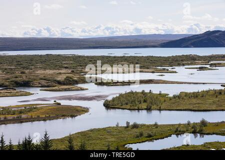 Pingvallavatn, Thingvallavatn, See im Südwesten, Island, den Nationalpark Thingvellir Stockfoto