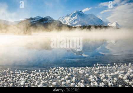 Silser See, Piz da la Margna - 3158 m, Schweiz, Graubünden, Oberengadin Stockfoto