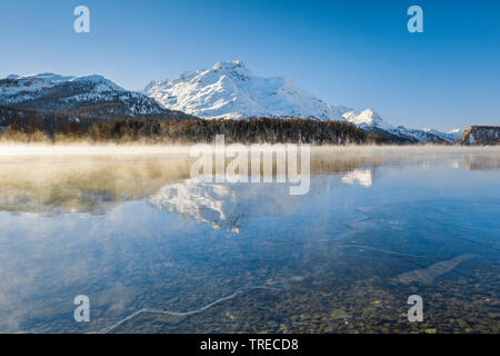 Silser See, Piz da la Margna - 3158 m, Schweiz, Graubünden, Oberengadin Stockfoto