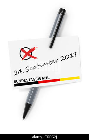 Aufruf zur Abstimmung für die allgemeinen Wahlen in Deutschland 2017 Schriftzug 24. SEPTEMBER 2017 Stockfoto