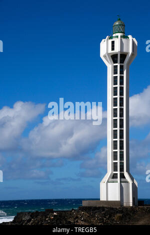 Leuchtturm Faro de Las Hoyas, Kanarische Inseln, La Palma, La Bombilla, Los Llanos de Aridane Stockfoto