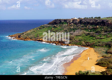 Vista von Calypso Cave auf Ramla Bay, Malta, Xaghra Stockfoto