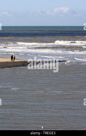 Buitenwatering, Entwässerung Kanal in die Nordsee, Niederlande, Katwijk Stockfoto