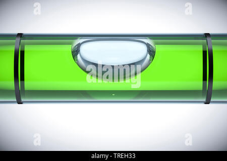 3D Computer Grafik, Wasserwaage mit grüner Flüssigkeit Stockfoto