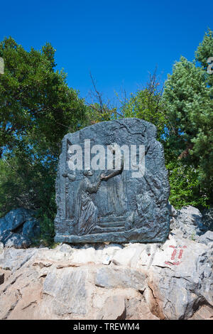 Station auf dem Weg nach oben Erscheinungsberg in Medjugorje, Bosnien und Herzegowina. Stockfoto