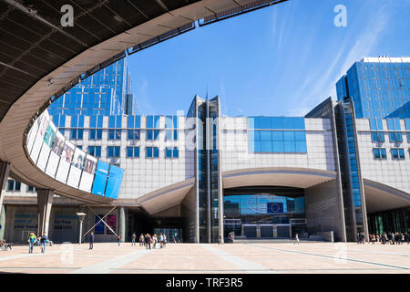 Esplanade Solidarnosc 1980, EU-Parlament Gebäude, Gebäude des Europäischen Parlaments, Altiero-Spinelli-Gebäude, Brüssel Belgien Eu Europa Stockfoto