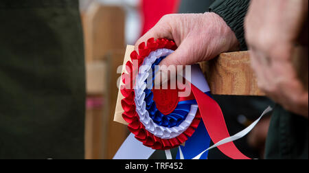 Swaledale Schaf ein Schaf Show im Tan Hill, dem höchsten Pub in England zeigte. Stockfoto