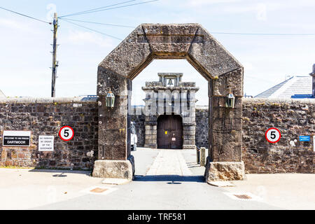 Princetown prison Eingang, Dartmoor National Park, HM Prison Dartmoor, Kategorie C Männer Gefängnis, Dartmoor, HMP Dartmoor, Devon, Gefängnis, Gefängnisse, Großbritannien, Stockfoto