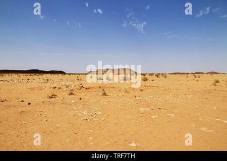 Königreich Kusch - die Ruinen des Tempels in der Wüste des Sudan Stockfoto