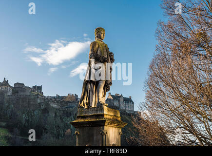 Allan Ramsay Statue, Princes St, Edinburgh. Stockfoto