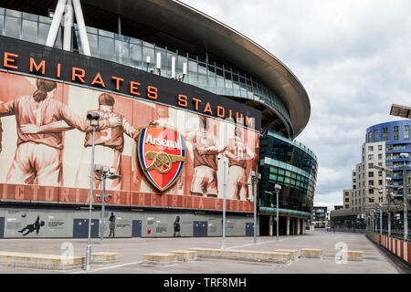 Das Emirates Stadium, die Heimat von Arsenal Football Club, Islington, London, UK, 2019 Stockfoto