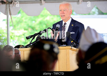 Der ehemalige Vizepräsident Joe Biden spricht an der jährlichen Delaware Memorial Day Zeremonie, in New Castle, DE am 30. Mai 2019. Stockfoto