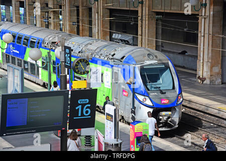 TER Zug im Bahnhof Nord, Paris, Ile-de-France, Frankreich Stockfoto