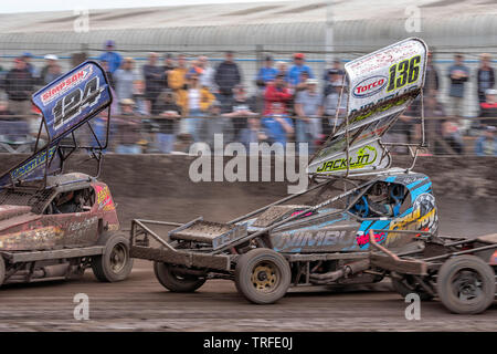 BriSCA Rennen treffen an der Adrian Flux Arena, Kings Lynn, Norfolk, Großbritannien Stockfoto