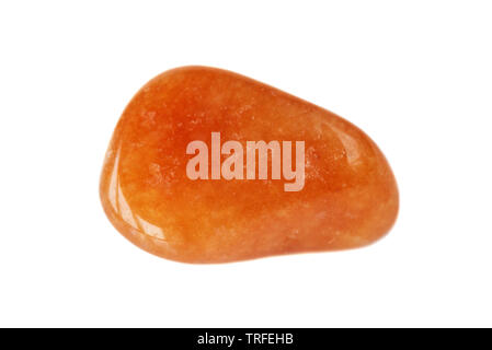 Natürlichen Edelsteinen, leuchtend orange Karneol Stein auf weißem Hintergrund Stockfoto