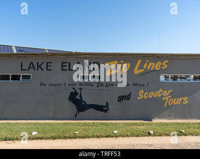 Durban, KwaZulu Natal/Südafrika - 18. Mai 2019: Lake Eland Zip Line in Oribi Gorge, Durban, Südafrika. Ein beliebtes Touristenziel, das Stockfoto