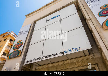 Fassade des Malaga Museum für zeitgenössische Kunst, Centro de Arte Contemporáneo, Soho, Andalusien, Spanien. Stockfoto