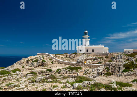 Leuchtturm, Cap de Cavalleria, Menorca, Baleric Inseln, Spanien Stockfoto