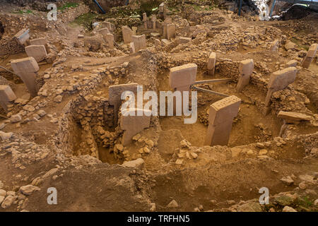 Gobekli Tepe Türkisch für "Potbelly Hill', ist eine archäologische Stätte im südöstlichen Anatolien. 12 tausend Jahren. Gobeklitepe archäologische si Stockfoto