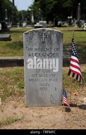 Das Grab einer mexikanischen Krieg Veteran in der Freundschaft Friedhof in Columbus, Mississippi. Stockfoto