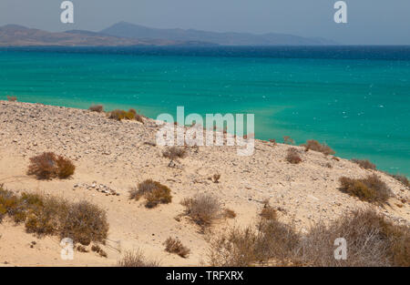 Punta Paloma y Morro del Gran Tarajal desde Playa de Sotavento. Península de Jandía. Isla Fuerteventura. Provinz Las Palmas. Islas Canarias. España Stockfoto