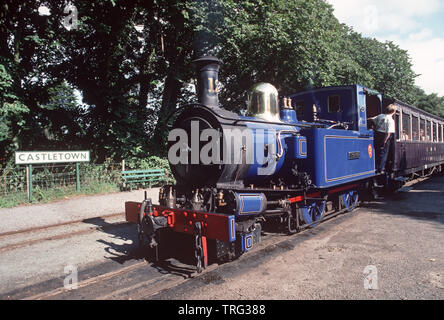 Dampflokomotive der Insel Man Castletown Halt auf die Isle of Man Railway Stockfoto