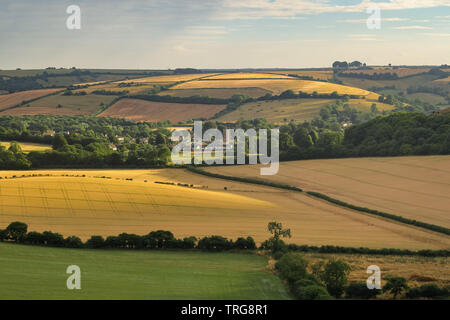 Cerne Abbas an einem Sommerabend, Dorset, England, Großbritannien Stockfoto