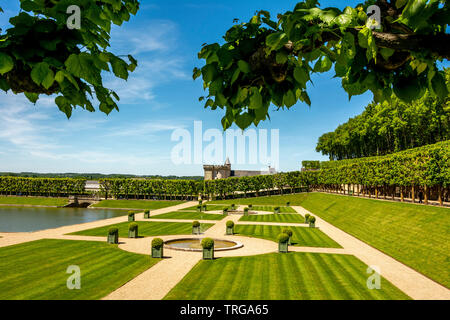 Château de Villandry und seine Gärten, Indre-et-Loire, Center-Val de Loire, Frankreich Stockfoto