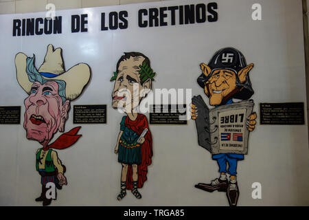 Havanna, Kuba - 30. Januar 2018: Die Karikatur als Teil der Ausstellung im Museum der Revolution, die die ehemaligen US-amerikanischen Präsidenten in 't Stockfoto