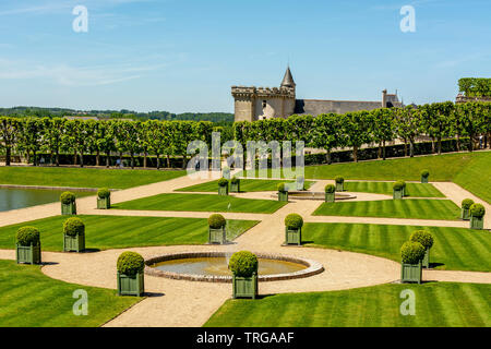 Château de Villandry und seine Gärten, Indre-et-Loire, Center-Val de Loire, Frankreich Stockfoto