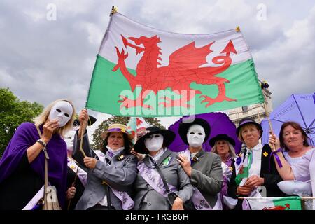 London, Großbritannien. 05 Juni, 2019. WASPI Demonstranten gegen die Ungleichheit zu demonstrieren. Parliament Square, London Quelle: michael Melia/Alamy leben Nachrichten Stockfoto