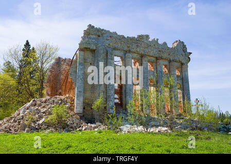 Die Ruinen der alten Kirche der Heiligen Dreifaltigkeit in das Dorf der Fünfte Berg. Region Leningrad, Russland Stockfoto