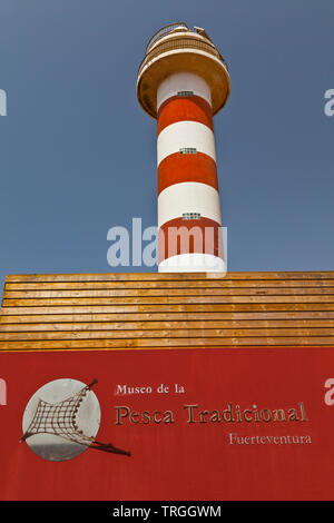 Museo de la Pesca Tradicional. El Faro de Tostón en Punta Ballena. Parque Natural de Corralejo. Isla Fuerteventura. Provinz Las Palmas. Islas Canari Stockfoto