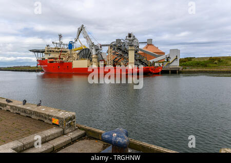 APACHE II, der Verlegung von Schiff auf dem Fluss Blyth, Northumberland, Großbritannien Stockfoto