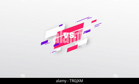 Abbildung versus Emblem mit Feuer und roten Stempel Kampf Stockfoto