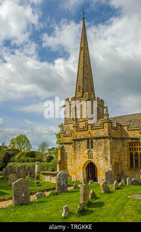 St Michael und alle Engel Kirche in Stanton in Gloucestershire in der Nähe der Cotswolds, England Stockfoto